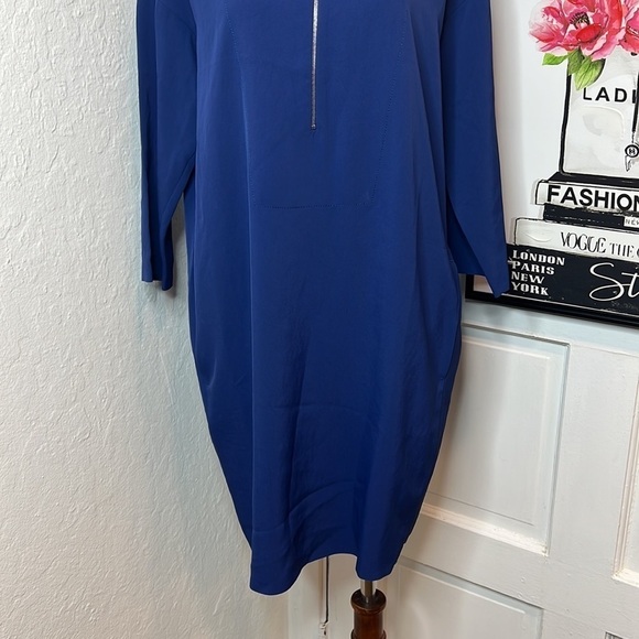 Everlane The Japanese Go Weave Blue Zip Front Dress Size 2 - Picture 6 of 9